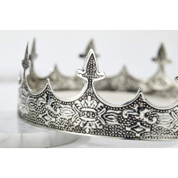 Coroa de Rei Rainha Real Clássica Prata
