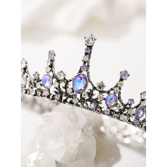 Coroa de Rei Rainha Real Prata Lavanda Coroa de Rei Rainha Real Prata Lavanda