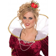 Tiara Coroa Dourada e Vermelha Rainha de Copas Adulto Luxo