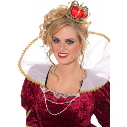 Tiara Coroa Dourada e Vermelha Rainha de Copas Adulto Luxo
