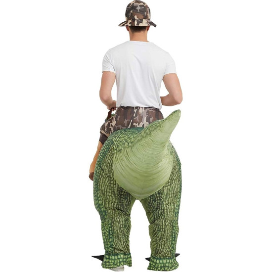 Fantasia Inflável Nas Costas do Dino Verde Adulto Fantasia Inflável Nas Costas do Dino Verde Adulto