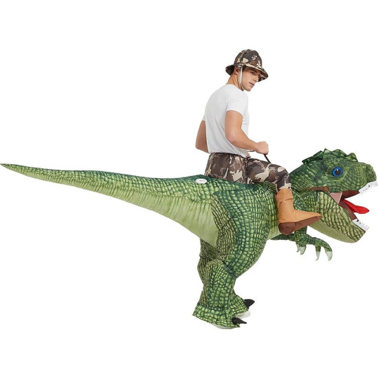 Fantasia Inflável Nas Costas do Dino Verde Adulto Fantasia Inflável Nas Costas do Dino Verde Adulto