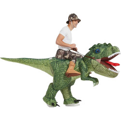 Fantasia Inflável Nas Costas do Dino Verde Adulto