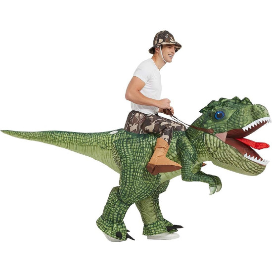 Fantasia Inflável Nas Costas do Dino Verde Adulto Fantasia Inflável Nas Costas do Dino Verde Adulto