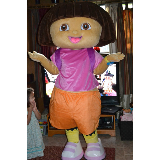 Fantasia Adulto Dora a Exploradora Mascote Luxo Fantasia Adulto Dora a Exploradora Mascote Luxo