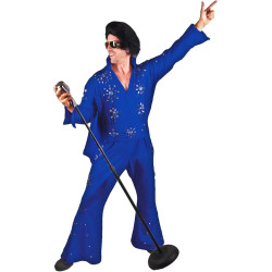 Fantasia Elvis Presley Adulto Luxo Azul
