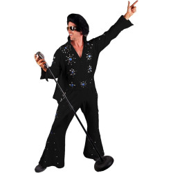 Fantasia Elvis Presley Adulto Luxo Preto