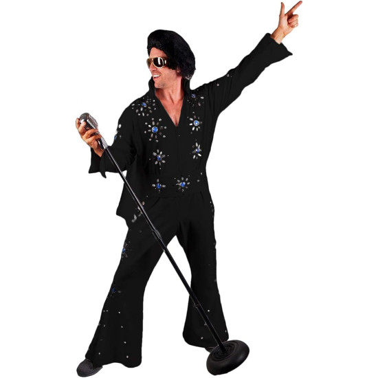Fantasia Elvis Presley Adulto Luxo Preto