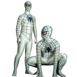 Fantasia Adulto Homem Aranha Spider Man Spandex Branco