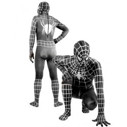 Fantasia Adulto Homem Aranha Spider Man Spandex Preto e Branco