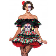 Fantasia Caveira Mexicana Adulto Extra Grande Clássica