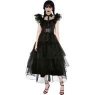 Fantasia Adulto Família Addams Wednesday Vandinha Festa