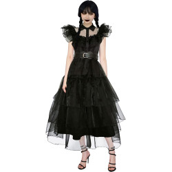 Fantasia Adulto Família Addams Wednesday Vandinha Festa