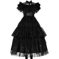 Fantasia Adulto Família Addams Wednesday Vandinha Festa Luxo