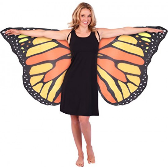 Asa Borboleta Luxo Laranja Adulto Tecido Asa Borboleta Luxo Laranja Adulto Tecido
