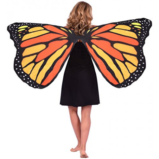 Asa Borboleta Luxo Laranja Adulto Tecido Asa Borboleta Luxo Laranja Adulto Tecido