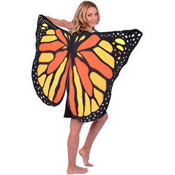 Asa Borboleta Luxo Laranja Adulto Tecido