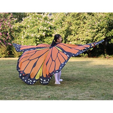 Asa Borboleta Luxo Laranja Adulto Tecido Gigante Asa Borboleta Luxo Laranja Adulto Tecido Gigante