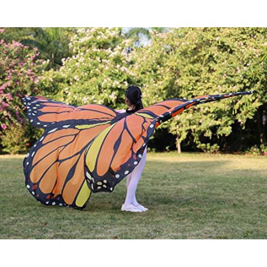 Asa Borboleta Luxo Laranja Adulto Tecido Gigante Asa Borboleta Luxo Laranja Adulto Tecido Gigante