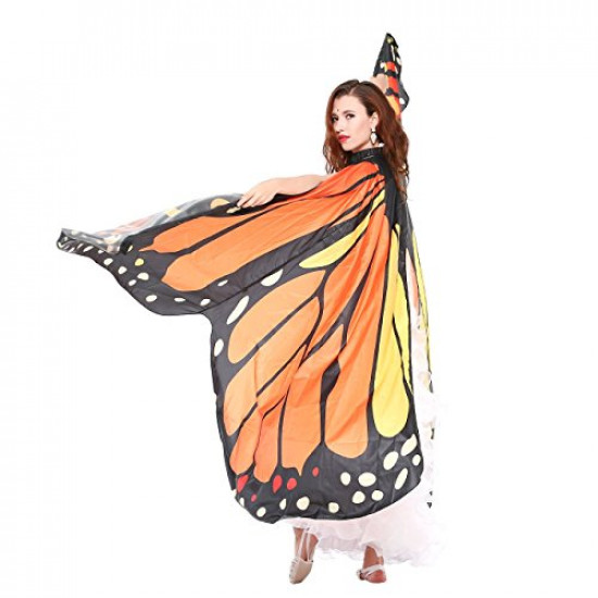 Asa Borboleta Luxo Laranja Adulto Tecido Gigante Asa Borboleta Luxo Laranja Adulto Tecido Gigante