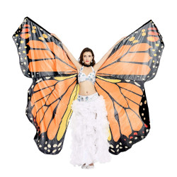 Asa Borboleta Luxo Laranja Adulto Tecido Gigante