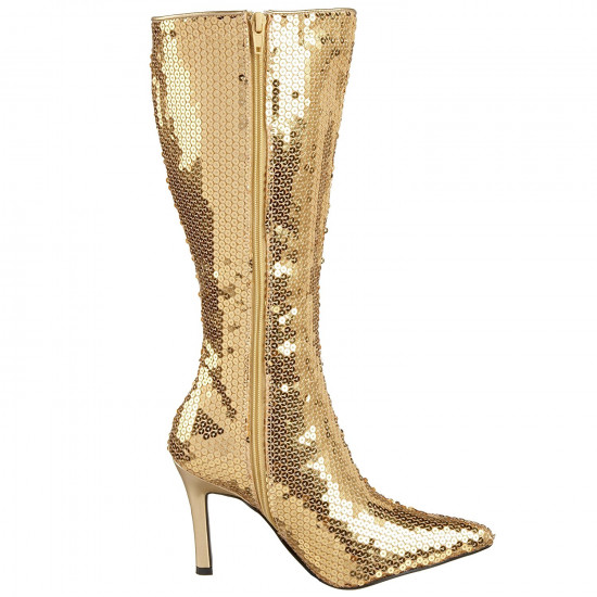 Bota Lantejoula Dourada Luxo Sexy Bota Lantejoula Dourada Luxo Sexy