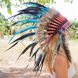 Cocar Indígena Adulto Turquesa