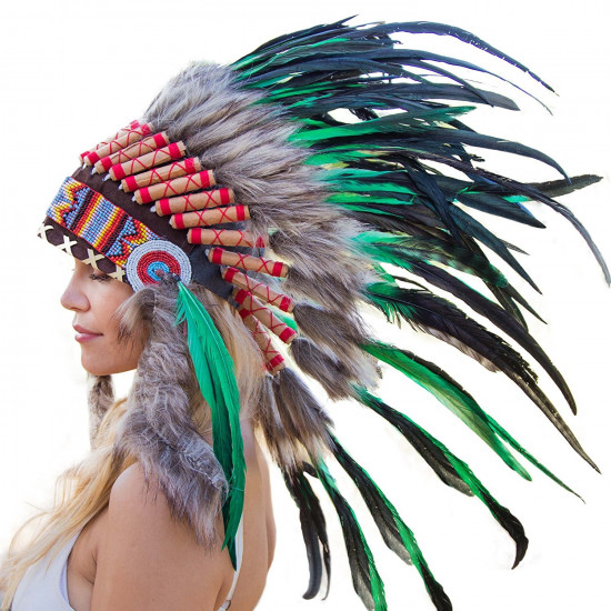 Cocar Indígena Adulto Verde