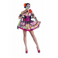 Fantasia Caveira Mexicana Adulto Luxo