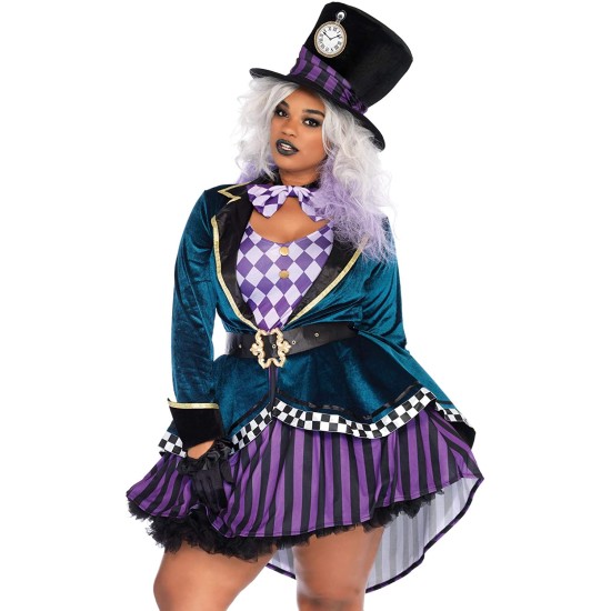 Fantasia Chapeleiro Maluco Adulto Alice no País das Maravilhas Luxo Feminino Extra Grande
