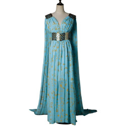 Fantasia Daenerys Targaryen Khaleesi Game of Thrones Adulto Vestido Azul