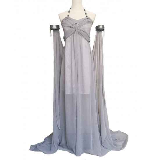 Fantasia Daenerys Targaryen Khaleesi Game of Thrones Adulto Vestido Cinza Fantasia Daenerys Targaryen Khaleesi Game of Thrones Adulto Vestido Cinza