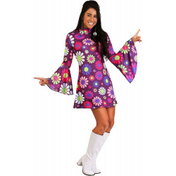 Fantasia Feminina Hippie Anos 70 Luxo Adulto