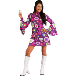 Fantasia Feminina Hippie Anos 70 Luxo Adulto