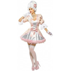 Fantasia Maria Antonieta Adulto Luxo Branca e Rosa