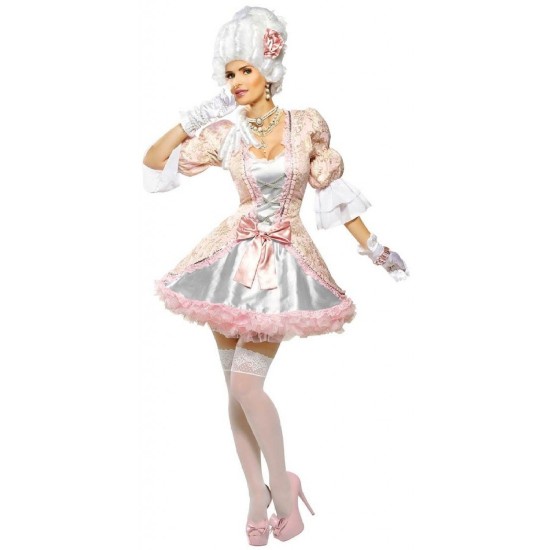 Fantasia Maria Antonieta Adulto Luxo Branca e Rosa