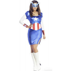 Fantasia Vestido Capitão América Adulto Feminino