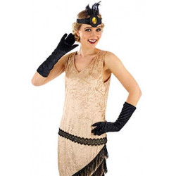 Fantasia Vestido de Franjas Anos 20 Adulto Luxo Bege