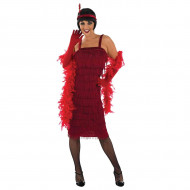 Fantasia Vestido de Franjas Anos 20 Adulto Luxo Vermelho
