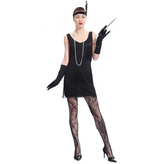 Fantasia Vestido de Franjas Anos 20 Luxo Adulto