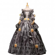 Fantasia Vestido Maria Antonieta Cinza Medieval Renacença Vitoriano