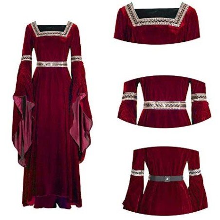 Fantasia Vestido Mulher Medieval Vitoriana Adulto Feminino Fantasia Vestido Mulher Medieval Vitoriana Adulto Feminino