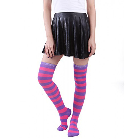 Meia Calça Listrada Lilás e Rosa Adulto