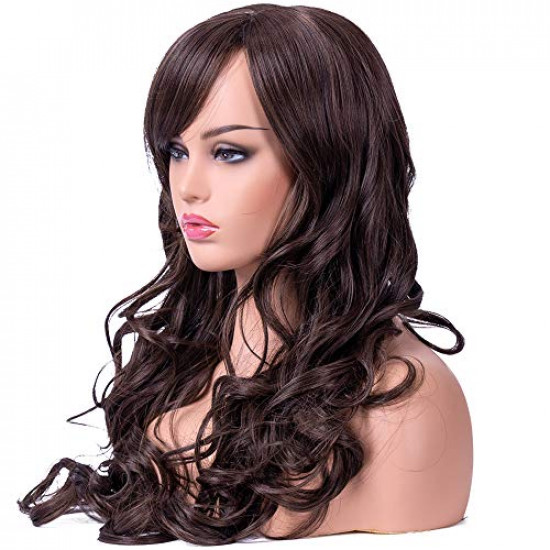Peruca Adulto Feminino Castanho Ondulado Longo 