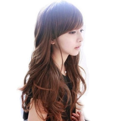 Peruca Adulto Feminino Castanho Ondulado Longo Fibra Sintética Natural