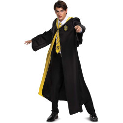 Fantasia Casa Lufa-Lufa Manto Luxo Harry Potter Adulto