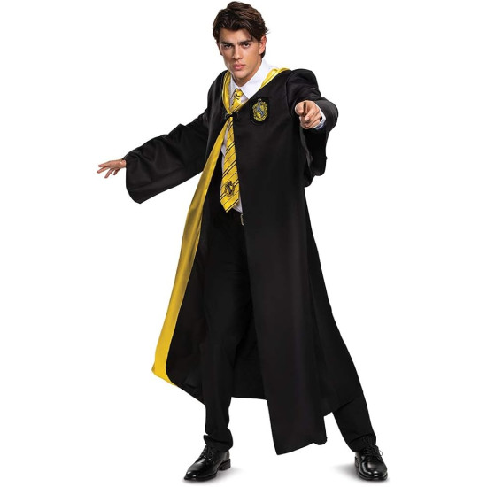 Fantasia Casa Lufa-Lufa Manto Luxo Harry Potter Adulto