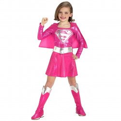 Fantasia Infantil SuperGirl Super Garota Rosa Luxo