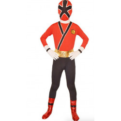 Fantasia Power Rangers Ranger Vermelho Samurai Spandex Infantil