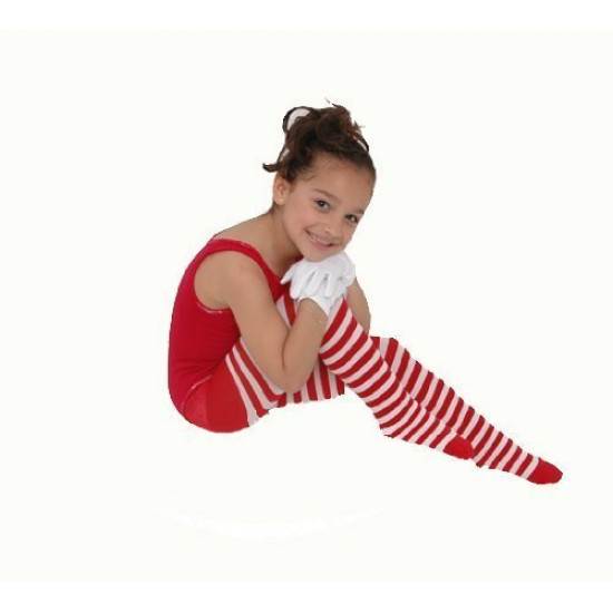 Meia Calça Infantil Listradas Vermelha Branca 